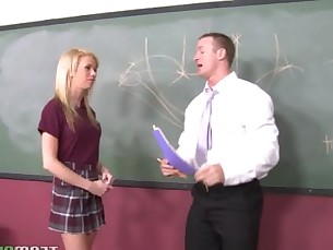Teen with braces Kaley Hilton gets her pussy fucked hard in the classroom