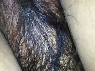 Hairy wife in black bra &_ tight asshole enjoying doggy style with husband friend