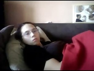 Caught my young aunt masturbating in couch. Hidden cam